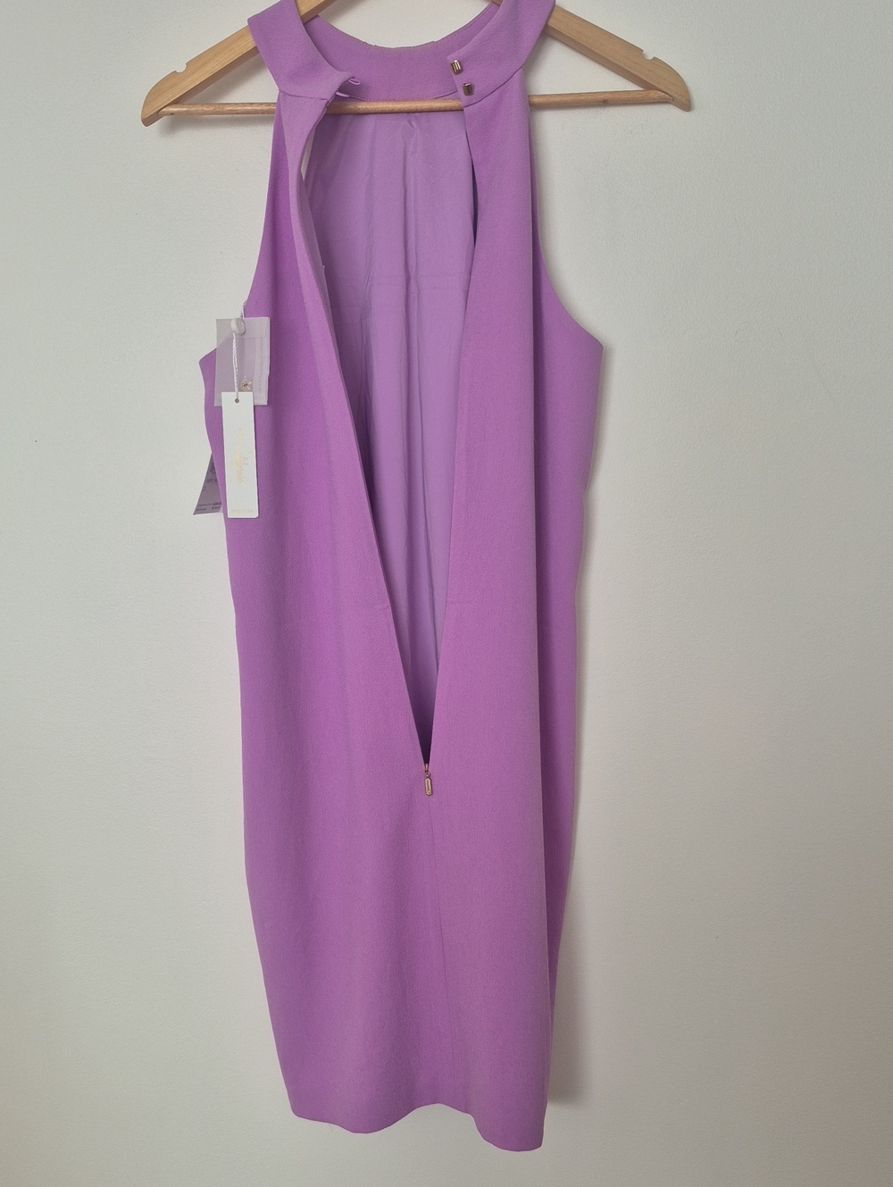 Trina Turk NWT Lavender Halter Pleated Shift Mini Dress Cocktail Wedding Size 2 - Picture 3 of 9